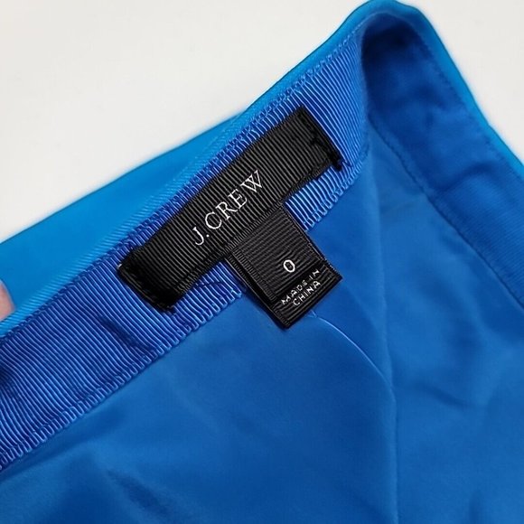 J Crew Women's Straight Pencil Skirt Bright Blue Lined Cotton Size 0 *Read* - Picture 8 of 15